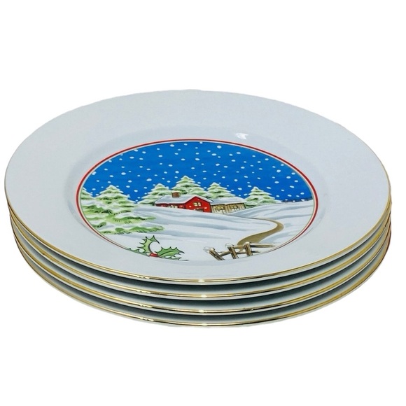 Shibata Christmas Salad Desert Plates Vintage Home For The Holidays 4 Pieces - Picture 5 of 16